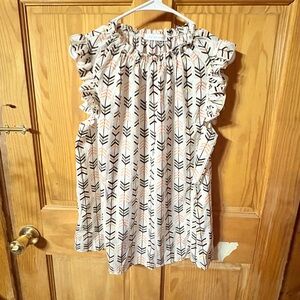 Ces Femme Black and Cream Patterned Top